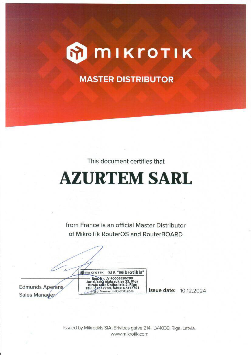 Certificat Distributeur Mikrotik